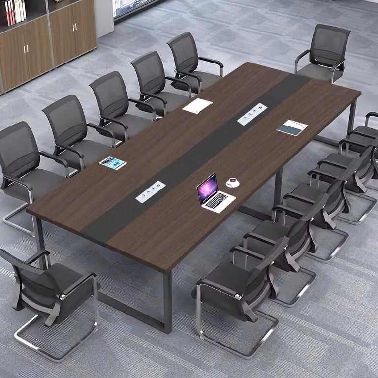 Tavolo da conferenza con sistema di gestione dei cavi, dimensioni 200x80x74 cm, design moderno, ideale per l'ufficio