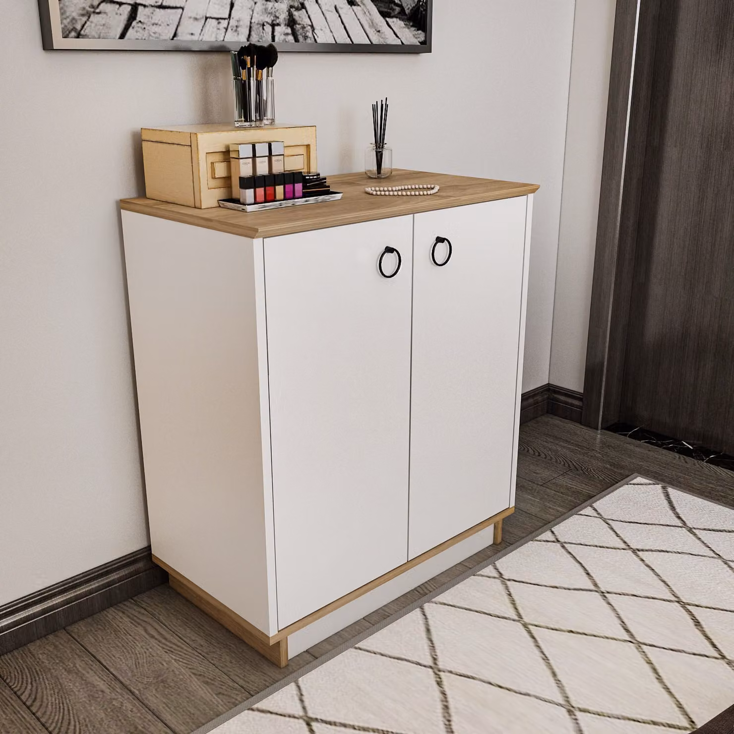 Skye Decor, Nüanse - Bianco, Noce, Consolle, Bianco, 100% PANNELLI DI PARTICELLE RIVESTITI IN MELAMMINA, 72 x 42 x 83,1 cm