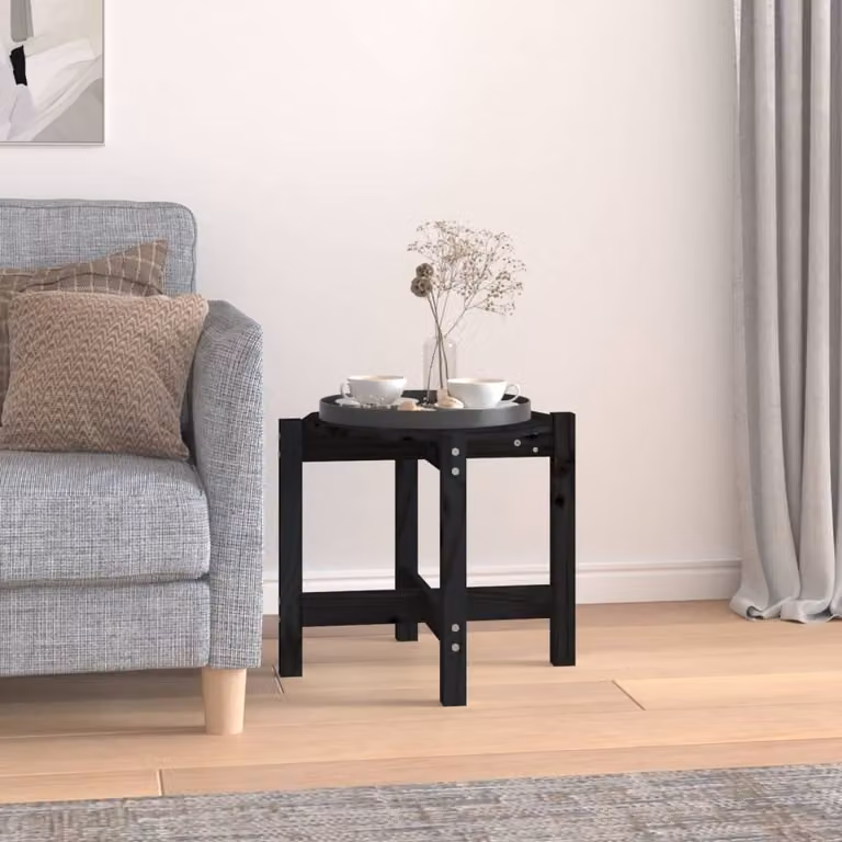 Maison Exclusive - Tavolino nero Ø 52,5x45 cm in legno massello di pino