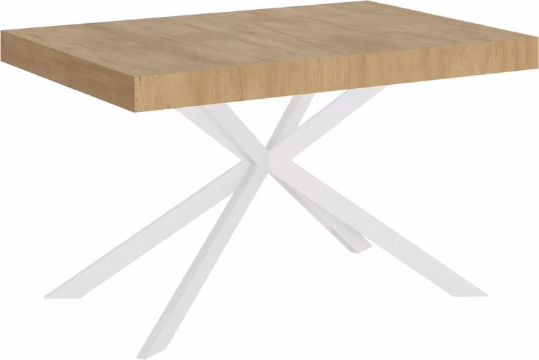 ITYHOME - Tavolo allungabile 140/400x90 cm Plaker quercia natura gambe bianche