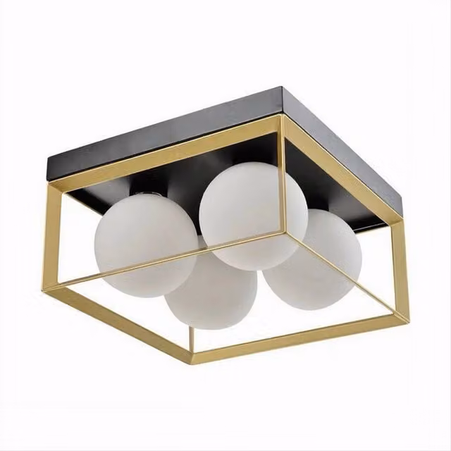 Plafoniera da soffitto Trade Shop Traesio in metallo nero e bronzo con 4 sfere in vetro e attacco G9 C76-4 – 1