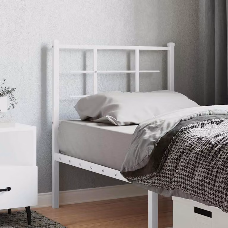Testiera di ricambio vidaXL in metallo bianco laccato per camera da letto, L: 80 cm, H: 90 cm, P: 3 cm