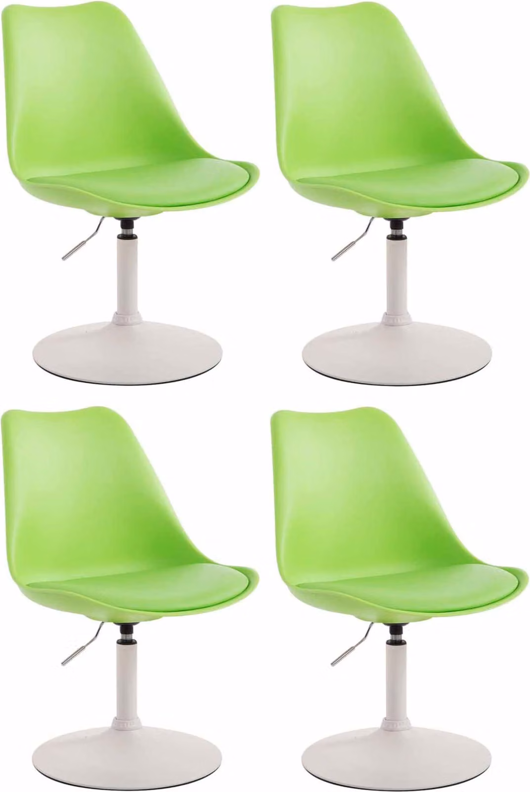 Set di 4 sedie da pranzo Maverick, in plastica, girevoli e con schienale regolabile in altezza, colore nero, struttura cromata