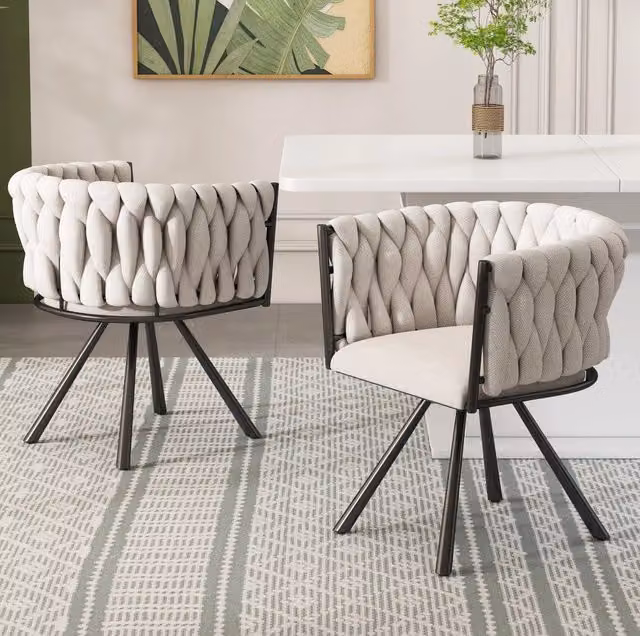 Set di 2 sedie da pranzo girevoli a 360¡ã in lino con struttura in metallo, nero e lino