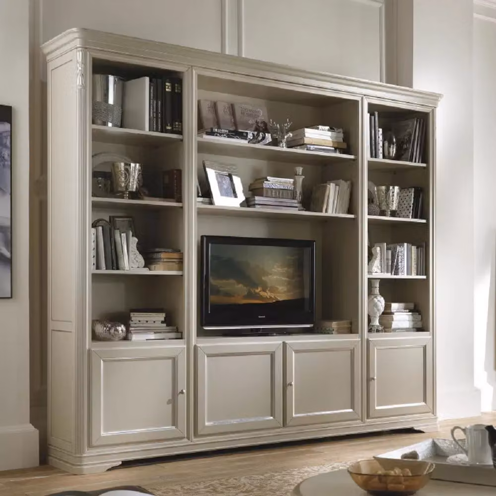 Libreria porta TV classica in legno Mobili 2G L/P/H: 257 x 48 x 225 cm – 1
