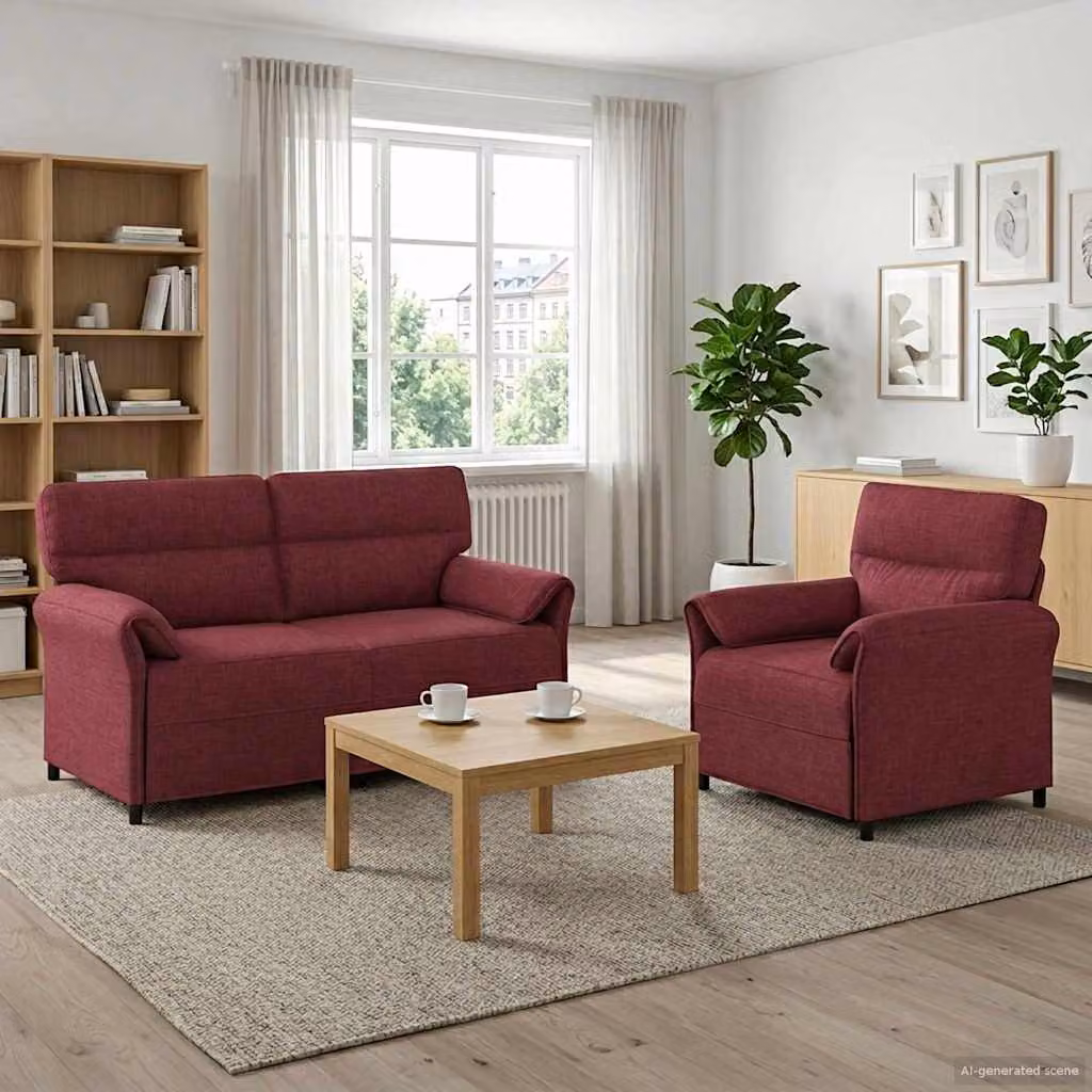 Set di 2 divani moderni vidaXL in tessuto rosso con struttura in metallo per il tuo soggiorno