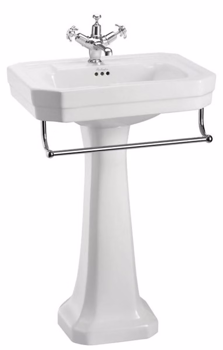Lavabo in porcellana Casa Padrino, in stile Art Nouveau, con piedistallo e portasciugamani, bianco/cromato, 56 x 47 x 90 cm