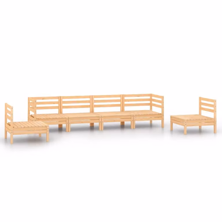 Set Divani da Giardino 6 pz in Legno Massello di Pino