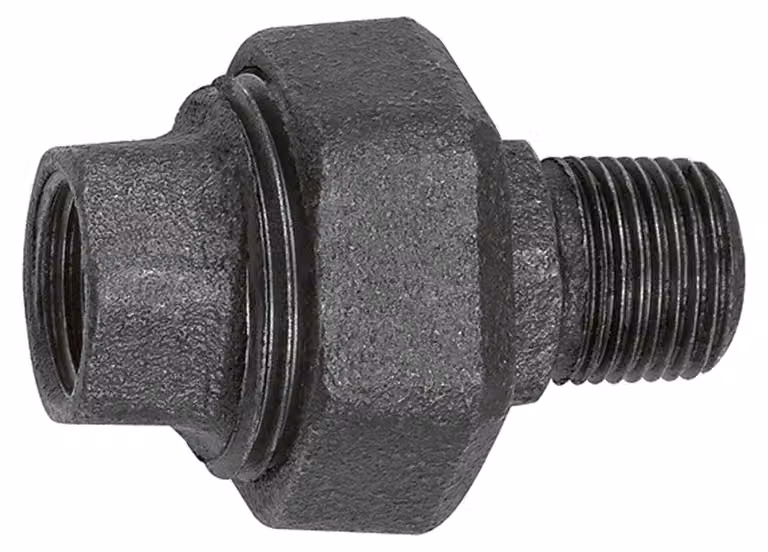 Raccordo a vite Riegler 331, a tenuta piana, R 1, Rp 1, temprato, nero
