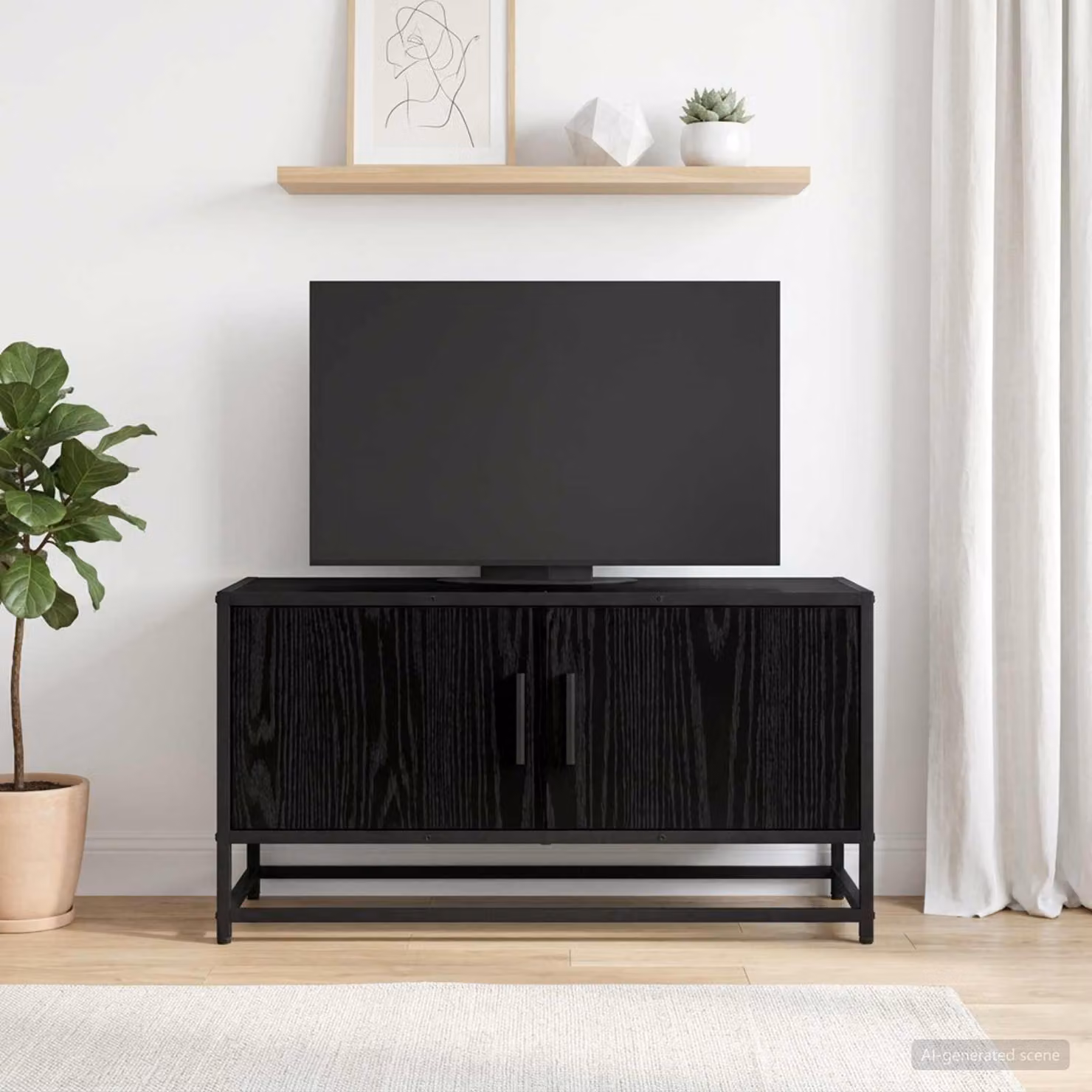 Mobile TV moderno vidaXL in legno ingegnerizzato nero, L 80 cm x P 34,5 cm x H 40 cm