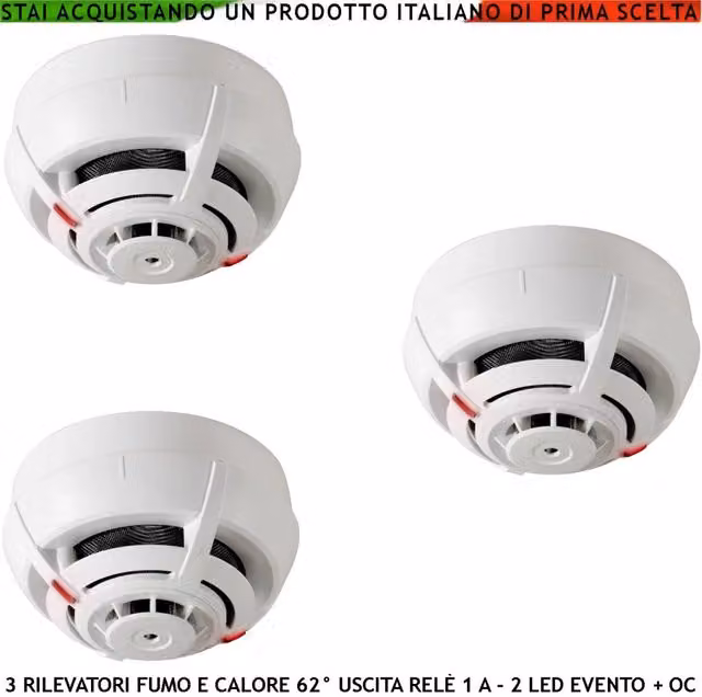 Rilevatore di fumo e temperatura multicriterio Securvera Combi bianco con 2 LED, uscita relè e uscita OC, segnale remoto