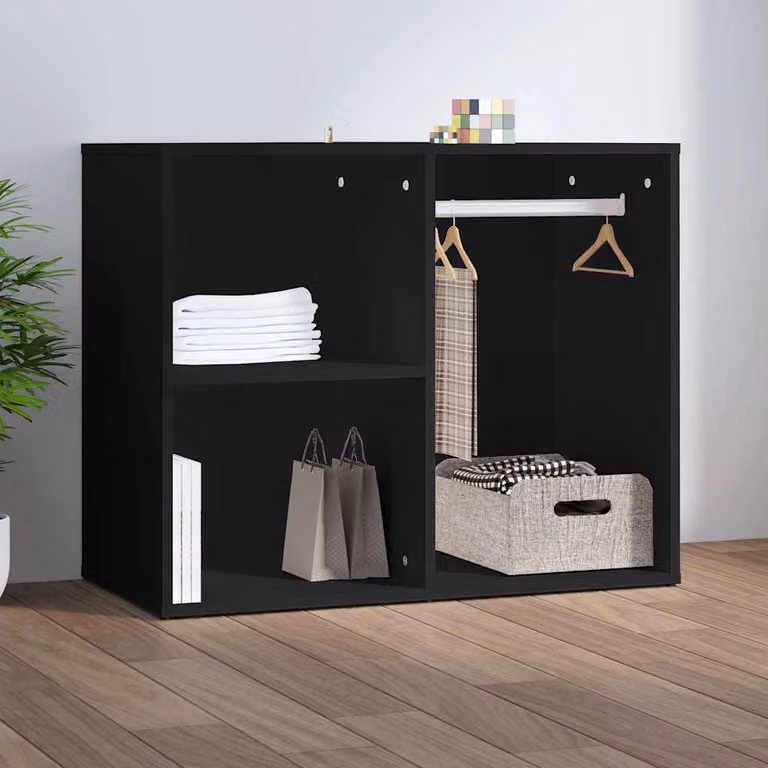 Armadio moderno vidaXL nero opaco in legno e MDF con ripiani interni e appendiabiti L 80 cm x P 40 cm x H 80 cm