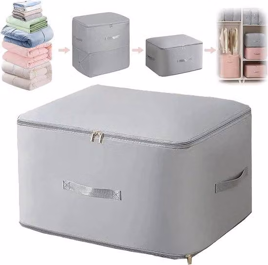 Organizer comprimibile, grigio, 54x42x60 cm, per biancheria da letto e vestiti