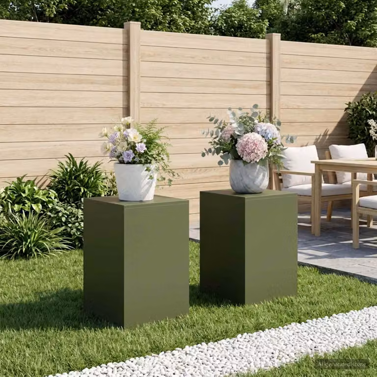 Set di 2 supporti per piante vidaXL in metallo verde, L/P/H: 40 x 40 x 60 cm
