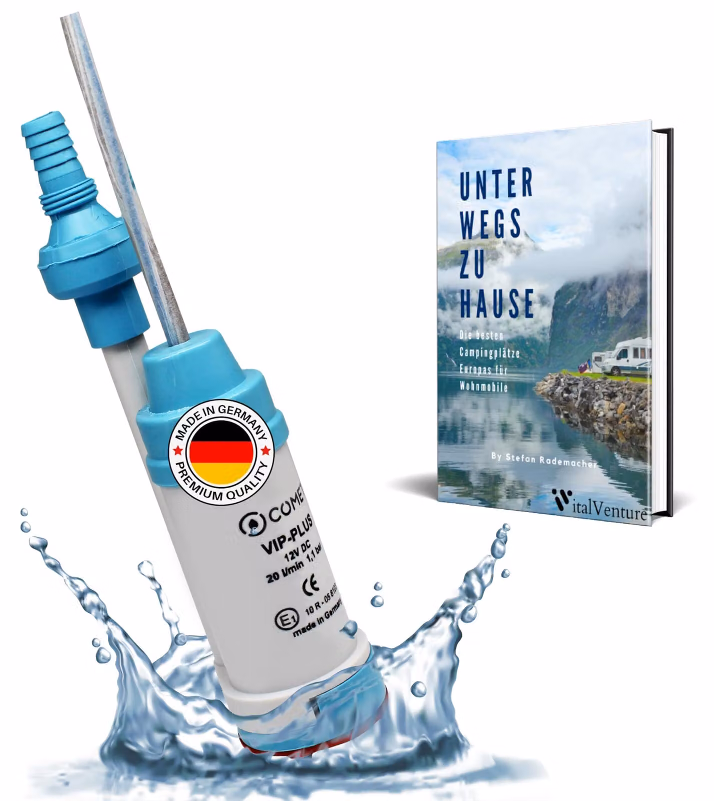Pompa dell'acqua con valvola di non ritorno e filtro, 12V, per camper e caravan