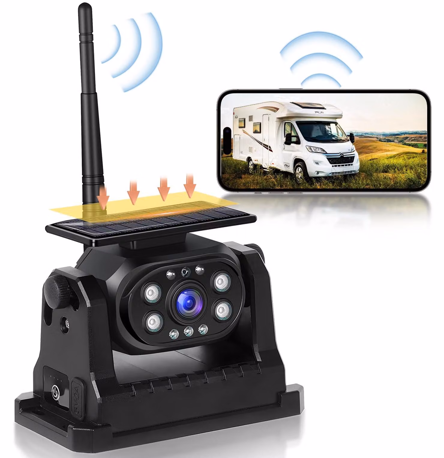 Telecamera per retromarcia wireless, risoluzione 1080p, base magnetica, ricaricabile, 12 volt