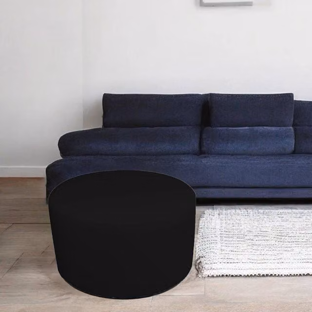 Pouf Anacapri Talamo Italia, Poltrona sacco e poggiapiedi cilindrico in nero, L: 79 cm, P: 79 cm, H: 42 cm