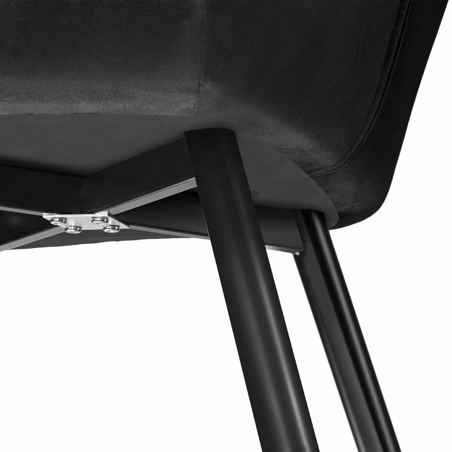Sedia Marilyn tectake in velluto nero con gambe in metallo nero per soggiorno e sala da pranzo – 1