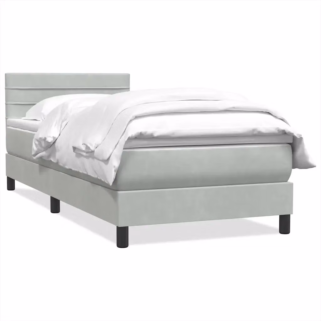Letto con Giroletto a Molle e Materasso Ibrido vidaXL in Velluto Grigio e Bianco L/P/H: 213 x 80 x 30 cm – 2
