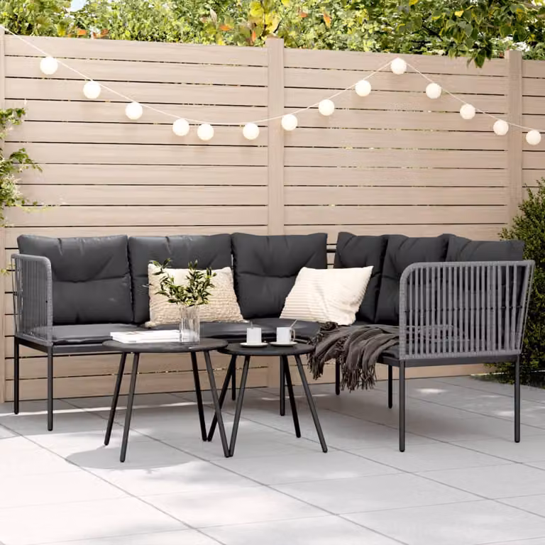 vidaXL Divano da giardino a L moderno in acciaio antracite e textilene con cuscini inclusi