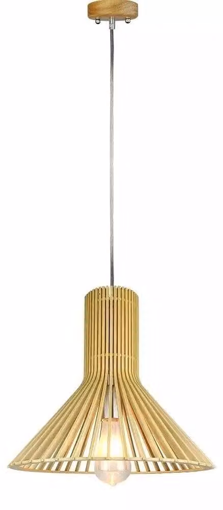 V-TAC VT-3350 Lampadario Portalampada 1MT E27 in vero legno Ф350mm con cavo in gomma - SKU 40511