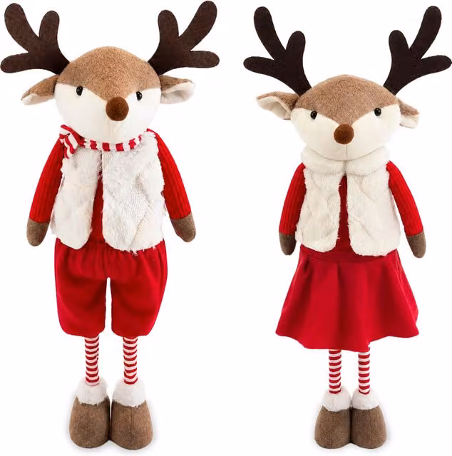 Renna Natalizia Estendibile Saint Joy con Gambe Telescopiche in Metallo, Stile Scandinavo, Multicolore, Altezza: 45-80 cm