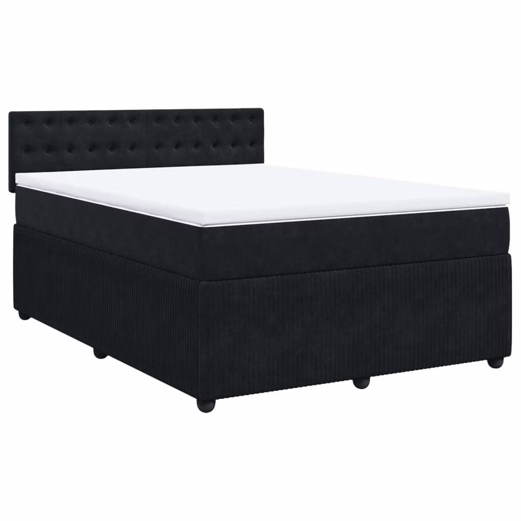 Giroletto a Molle con Materasso Nero 140x190 cm in Velluto
