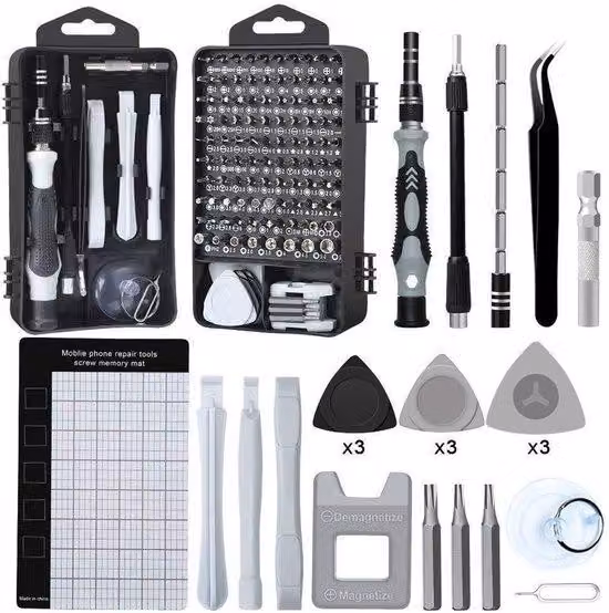 Set di utensili microscopici composto da 122 pezzi - Set di cacciaviti di precisione - Valigetta di riparazione per dispositivi wireless, cellulari, macchine fotografiche, orologi, occhiali e tablet