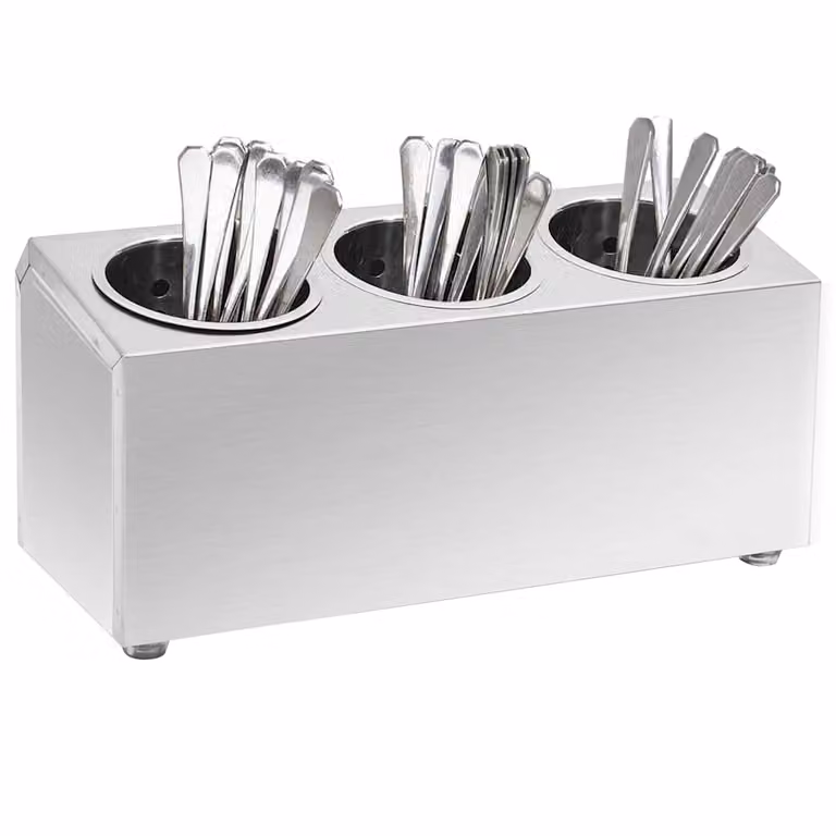 vidaXL Portaposate Rettangolare con 3 Inserti in Acciaio Inox, Argento, L 38,5 cm x P 18 cm x H 15 cm