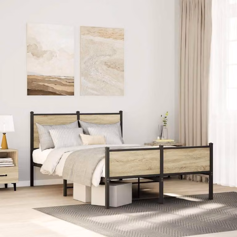 vidaXL Giroletto in Metallo Rovere Sonoma L/P: 120 x 200 cm