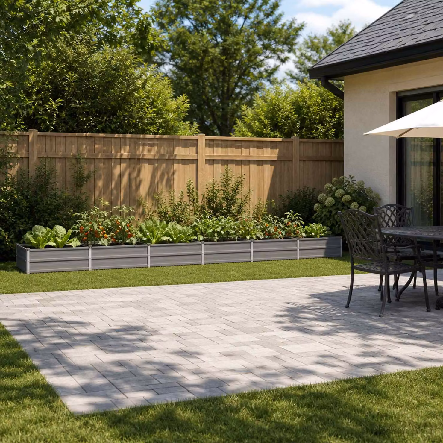 Letto rialzato da giardino vidaXL in metallo Grigio L: 480 cm, P: 80 cm, H: 24 cm