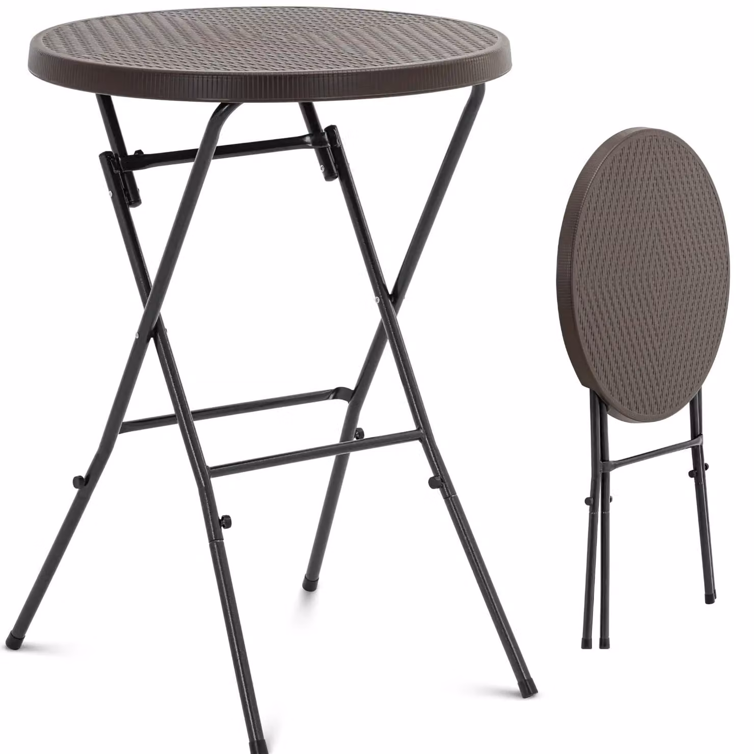 Tavolo da giardino pieghevole, rotondo, per uso gastronomico, 79 x 110 cm, colore nero