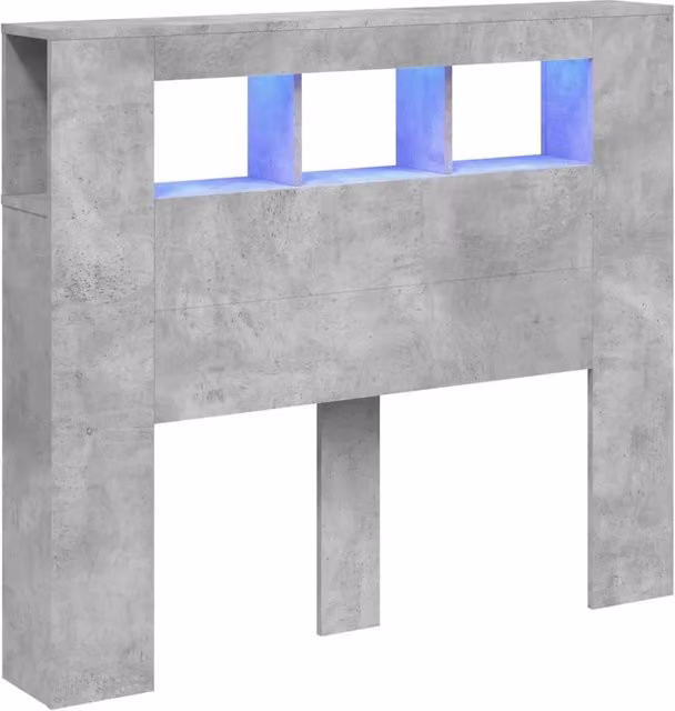 Testiera con illuminazione LED e porta USB Design In, Grigio Cemento, L/P/H: 120 x 18,5 x 103,5 cm, in Legno Multistrato