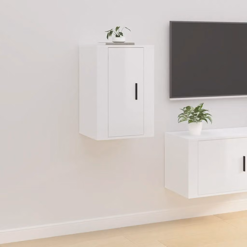 vidaXL Mobile Porta TV a Parete Bianco Lucido L 40 cm, P 34,5 cm, H 60 cm