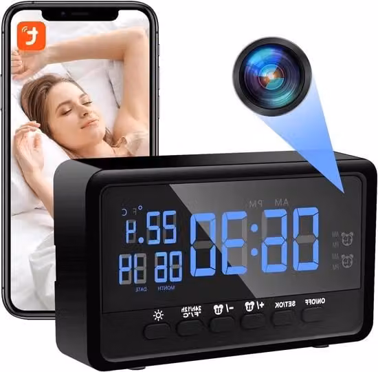 Nuova Camera Wi-Fi HD 1080p con funzione di allarme e visione notturna, colore nero