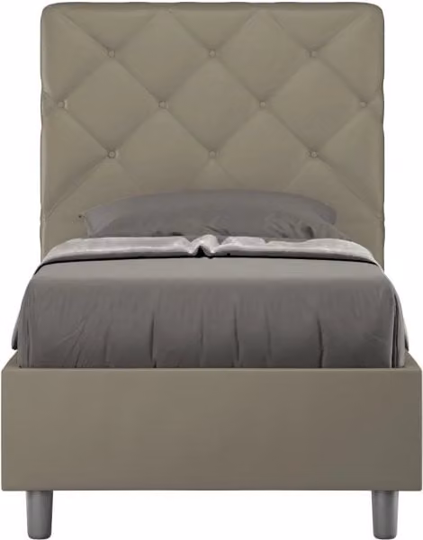 BS COM Letto singolo senza rete imbottito 80x200 similpelle cappuccino