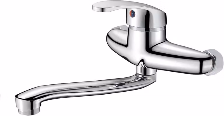 Miscelatore da cucina a parete, 25 cm, girevole a 360 gradi, cromato, per cucina