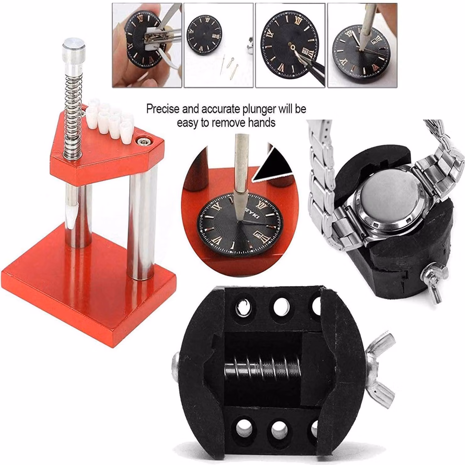 Set di strumenti per orologi, set di presse manuali per orologi con sollevatore e punzone per riparazioni