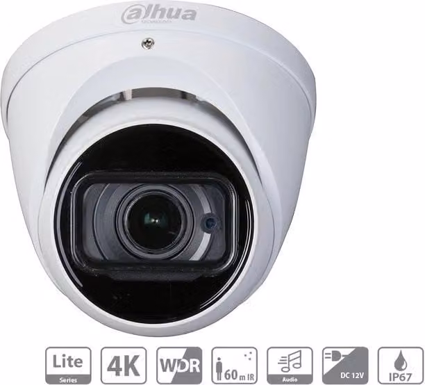 Telecamera Analogica Dome 4K 8MP Ottica Varifocale 2.7-13.5mm Motorizzata IP67 12V IR Eyeball DAHUA DH-HAC-HDW1801T-Z