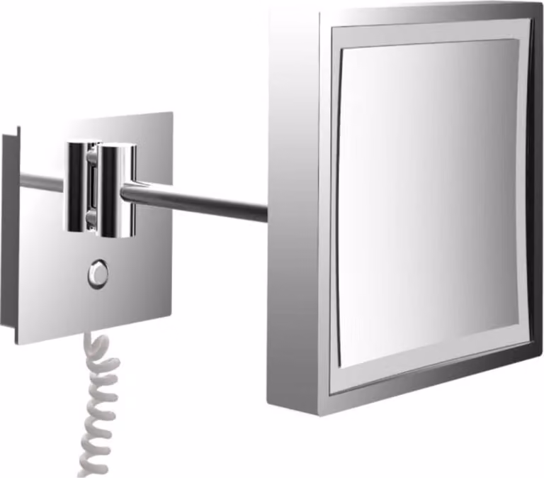 emco LED miroir de rasage et de maqu'illage, à un bras, avec câble spiralé, carré, chromé, 109406010, 109406010