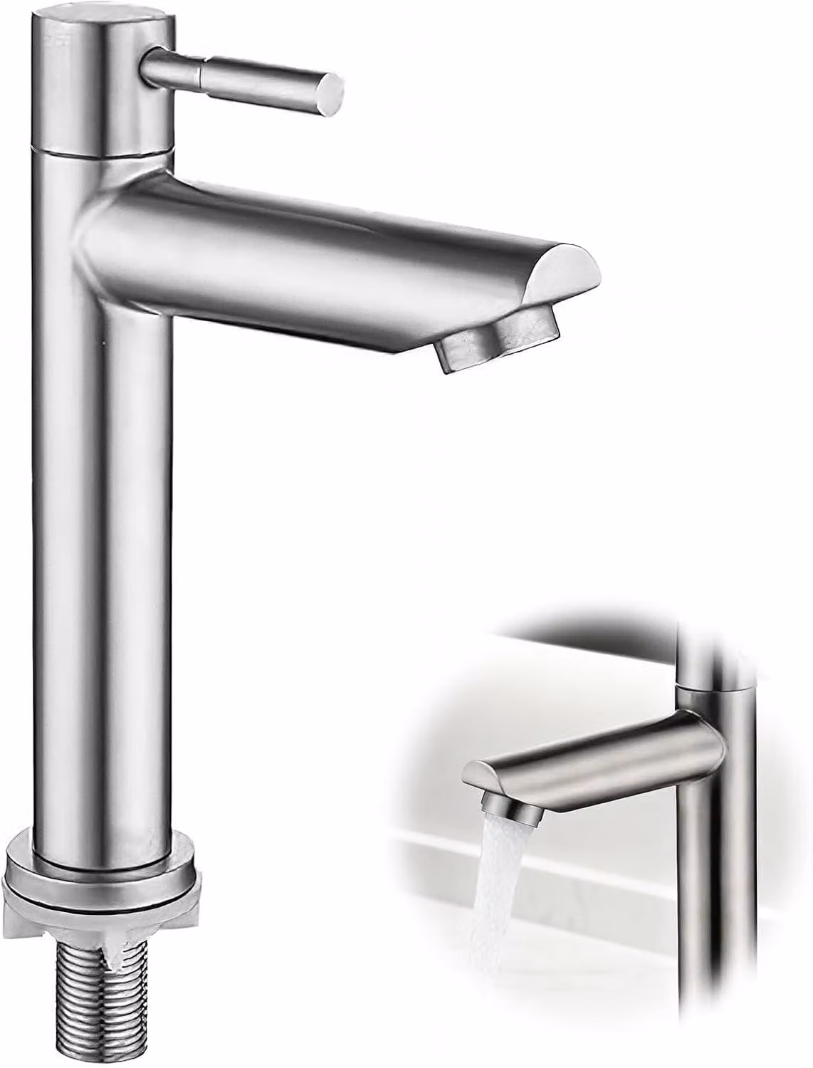 Rubinetto da bagno - Acciaio inossidabile - Miscelatore per acqua fredda - Monocomando - Lavabo - Mobile lavabo - Design moderno spazzolato