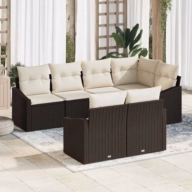 Set di divani 7 pz Marrone polyrattan 3346758
