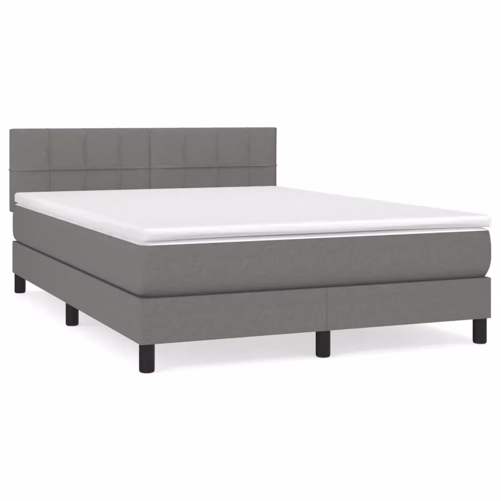 vidaXL Giroletto a Molle Ibrido con Materasso in Tessuto Grigio e Bianco L/P/H: 200 x 140 x 88 cm – 2