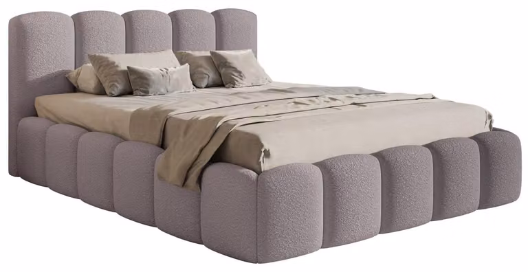 Selsey Cloudy II - Letto imbottito con rete a doghe e contenitore, color taupe, 180x200 cm