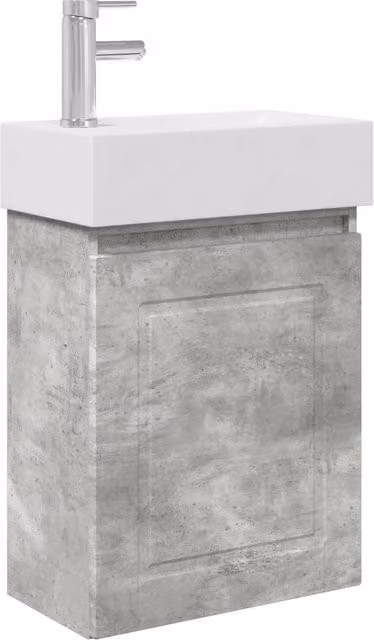 Mobile Bagno | Armadio da bagno con rubinetto Grigio Cemento 45,5 x 22,5 x 84 cm