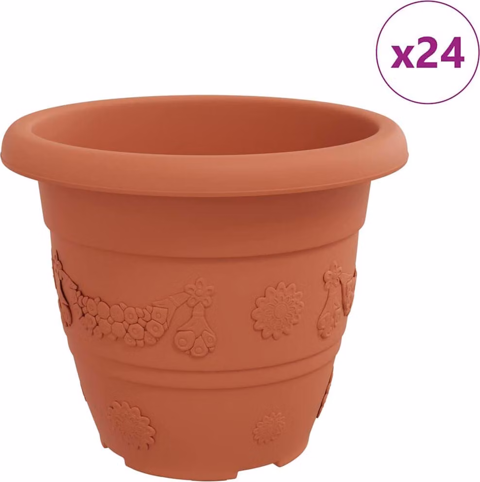 Vaso Rotondo per Fiori 24 pcs Rosso Mattone Ø 26 x 21.5 cm