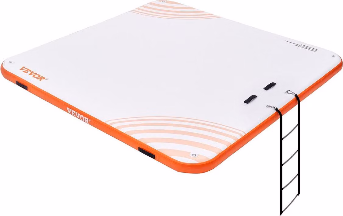 Piattaforma galleggiante gonfiabile, piattaforma gonfiabile 7 x 7 piedi, tappetino galleggiante antiscivolo con borsa per il trasporto portatile e scala rimovibile, piattaforma galleggiante a forma di zattera per piscina, spiaggia e mare