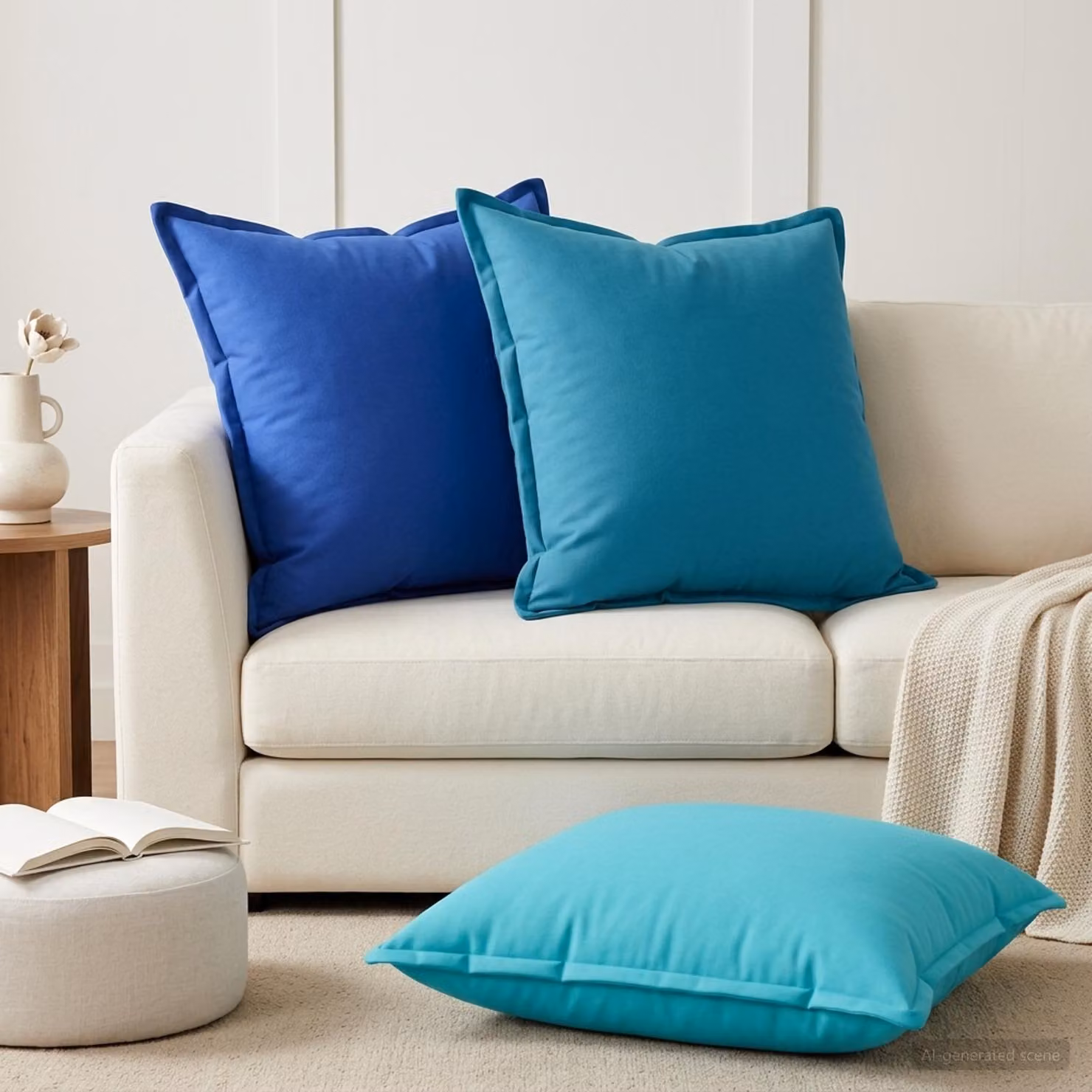 Set di 2 federe vidaXL HOUTEN blu, poliestere, 80 x 80 cm