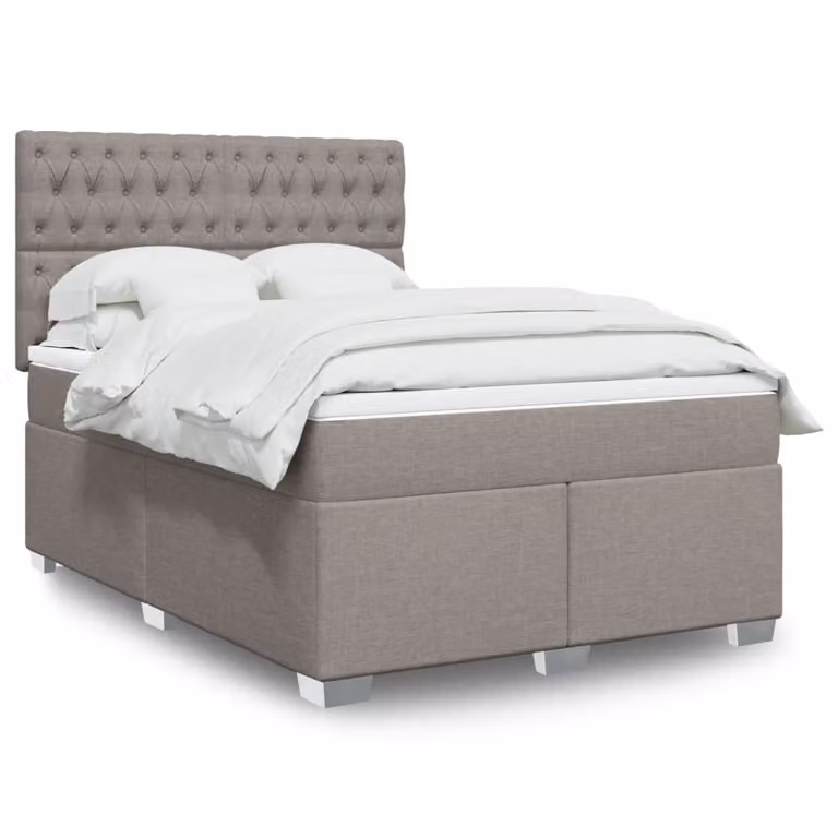 vidaXL Letto Ibrido con Materasso in Tessuto Beige, Bianco o Grigio, L/P/H: 160 x 200 cm