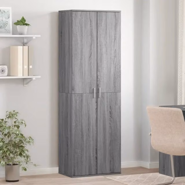 Credenza moderna vidaXL in legno MDF grigio da appendere al muro L: 60 cm, P: 35 cm, H: 180 cm – 1